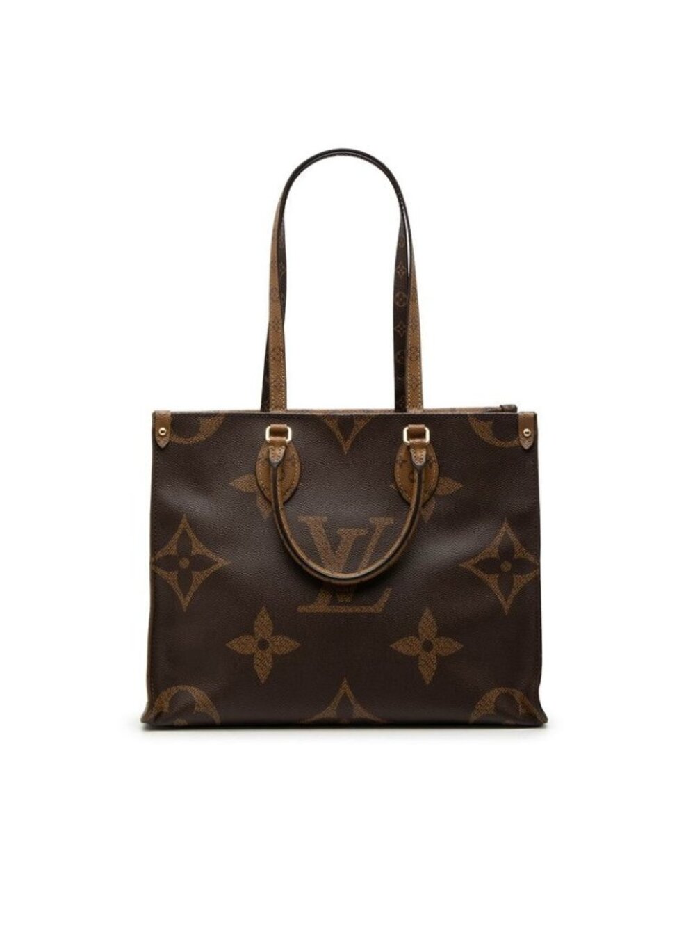 Louis Vuitton Monogram Giant Reverse On The Go 2-Way Shoulder Bag Brown Leather